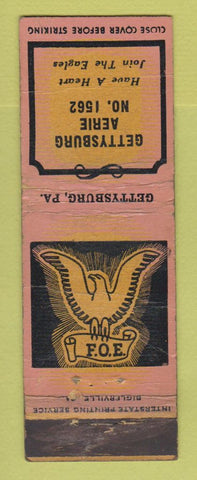 Matchbook Cover - Eagles Club Gettysburg PA WORN