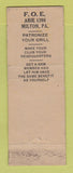 Matchbook Cover - Eagles Club Milton PA