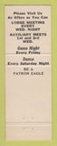 Matchbook Cover - Eagles Club Chehalis WA