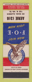 Matchbook Cover - Eagles Club DeKalb IL