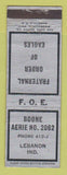 Matchbook Cover - Eagles Club Lebanon IN