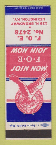 Matchbook Cover - Eagles Club Lexington KY