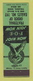 Matchbook Cover - Eagles Club Toledo OH