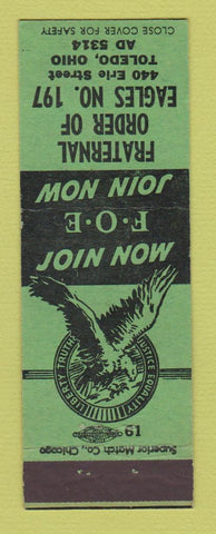 Matchbook Cover - Eagles Club Toledo OH