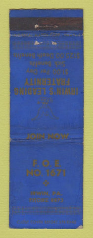 Matchbook Cover - Eagles Club Irwin PA WEAR