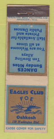 Matchbook Cover - Eagles Club Oshkosh WI