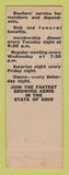 Matchbook Cover - Eagles Club Toledo OH YELLOW