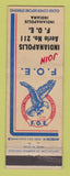 Matchbook Cover - Eagles Club Indianapolis IN