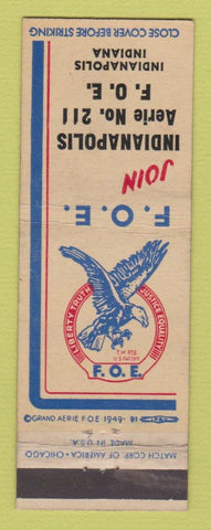 Matchbook Cover - Eagles Club Indianapolis IN