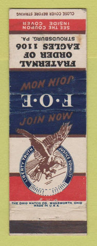 Matchbook Cover - Eagles Club Stroudsburg PA
