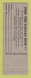 Matchbook Cover - Eagles Club Stroudsburg PA