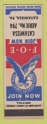 Matchbook Cover - Eagles Club Catawissa PA