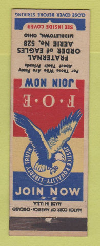 Matchbook Cover - Eagles Club Middletown OH  WEAR