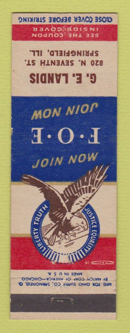 Matchbook Cover - Eagles Club Springfield IL