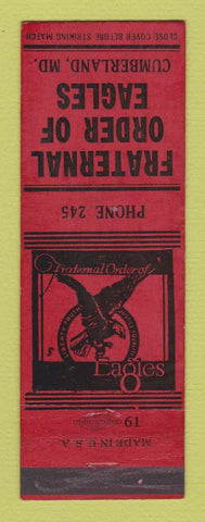 Matchbook Cover - Eagles Club Cumberland MD