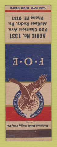 Matchbook Cover - Eagles Club McKees Rocks PA