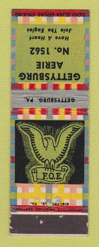 Matchbook Cover - Eagles Club Gettysburg PA