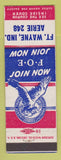 Matchbook Cover - Eagles Club Fort Wayne IN