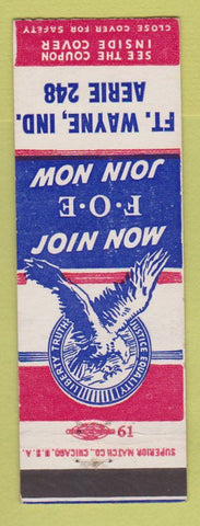 Matchbook Cover - Eagles Club Fort Wayne IN