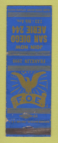 Matchbook Cover - Eagles Club San Diego CA WEAR