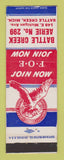 Matchbook Cover - Eagles Club Battle Creek MI