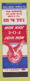 Matchbook Cover - Eagles Club Madison WI
