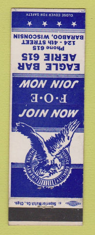 Matchbook Cover - Eagles Club Baraboo WI