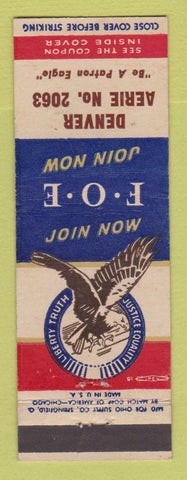 Matchbook Cover - Eagles Club Denver Colorado