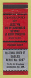 Matchbook Cover - Eagles Club Bismarck ND