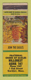 Matchbook Cover - Eagles Club Gardener MA