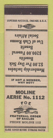 Matchbook Cover - Eagles Club Moline IL