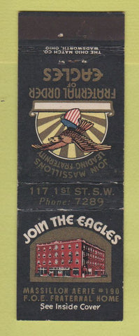 Matchbook Cover - Eagles Club Massillon OH