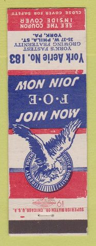Matchbook Cover - Eagles Club York PA