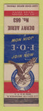 Matchbook Cover - Eagles Club Derry WEAR