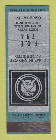 Matchbook Cover - Eagles Club Catawissa PA WEAR