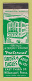 Matchbook Cover - Eagles Club Williamsport PA