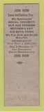 Matchbook Cover - Eagles Club Williamsport PA