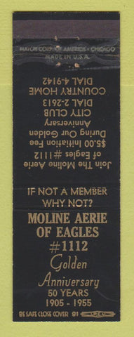 Matchbook Cover - Eagles Club Moline IL 1955 WEAR