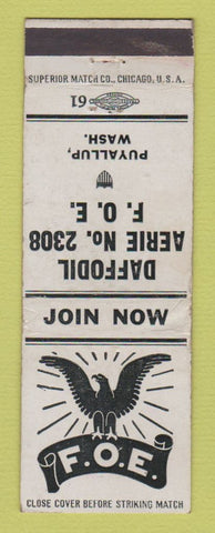 Matchbook Cover - Eagles Club Puyallup WA WORN WHITE