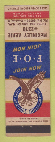Matchbook Cover - Eagles Club Canton OH