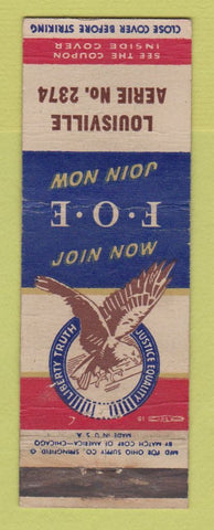 Matchbook Cover - Eagles Club Louisville KY WEAR