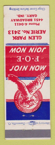 Matchbook Cover - Eagles Club Gary IN