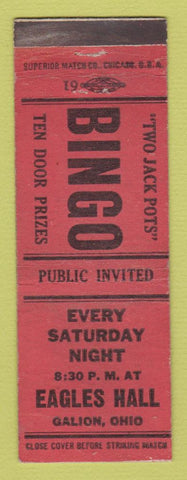 Matchbook Cover - Eagles Club Galion OH Bingo WWII WEAR