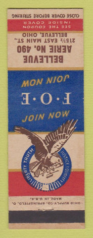Matchbook Cover - Eagles Club Bellevue OH