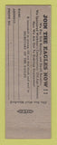 Matchbook Cover - Eagles Club Rockford IL