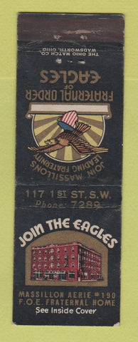 Matchbook Cover - Eagles Club Massillon OH
