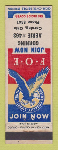 Matchbook Cover - Eagles Club Corning OH