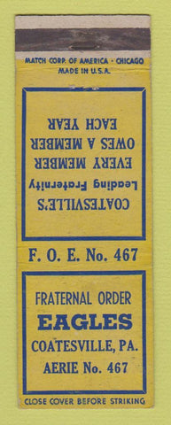 Matchbook Cover - Eagles Club Coatesville PA