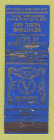 Matchbook Cover - Eagles Club Washington PA WWII WORN