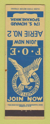 Matchbook Cover - Eagles Club Spokane WA